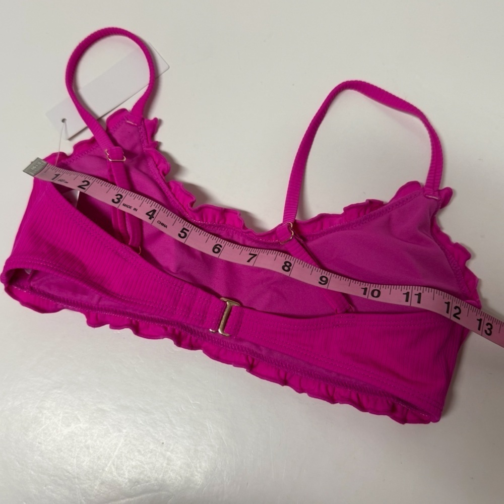 Salt + Cove Bikini Top Juniors Size Medium Pink Ruffle Ribbed Swim NWT - Picture 6 of 7